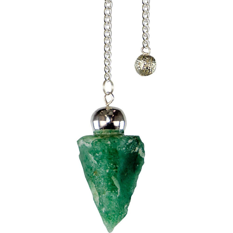 Green Aventurine Rough Pendulum – A raw green crystal pendulum for divination, chakra work, and abundance rituals.