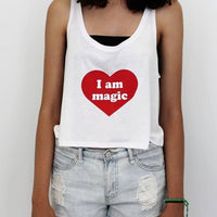 White I Am Magic Sideseamed, Cropped Tank Top Tee
