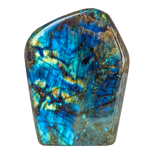 Labradorite Tumbled Stone – iridescent crystal with flashes of color for intuition, protection, and spiritual transformation.

