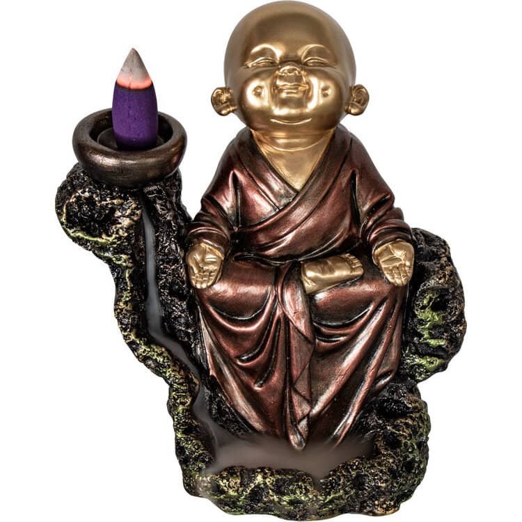 Meditating Baby Monk Polyresin Backflow Incense Holder | My Little Magic Shop