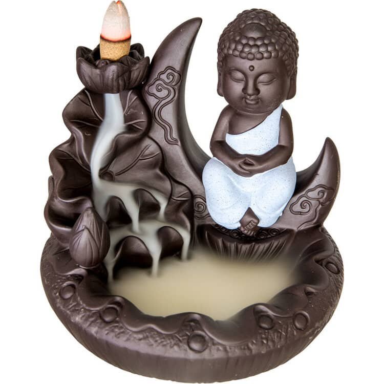 Moon Buddha Ceramic Backflow Incense Burner | My Little Magic Shop