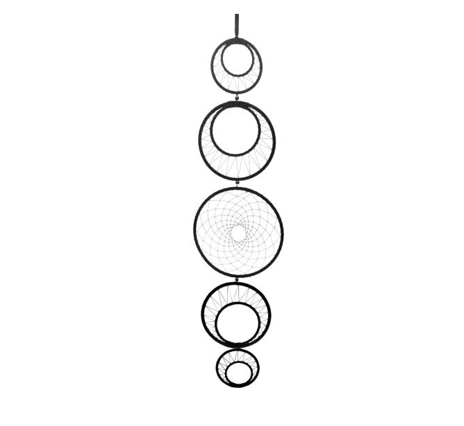 Moon Phases String Dreamcatcher – Handwoven dreamcatcher with moon phase accents and feathers for lunar energy connection and dream protection.