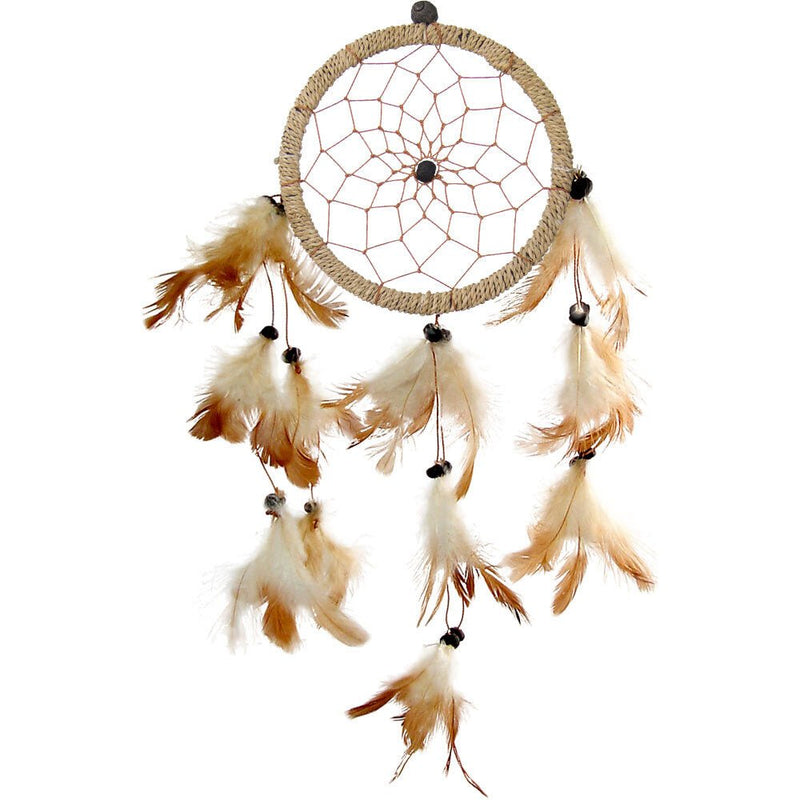Natural Dreamcatcher – Handmade boho dreamcatcher with neutral tones and feathers for dream protection and earthy decor.

