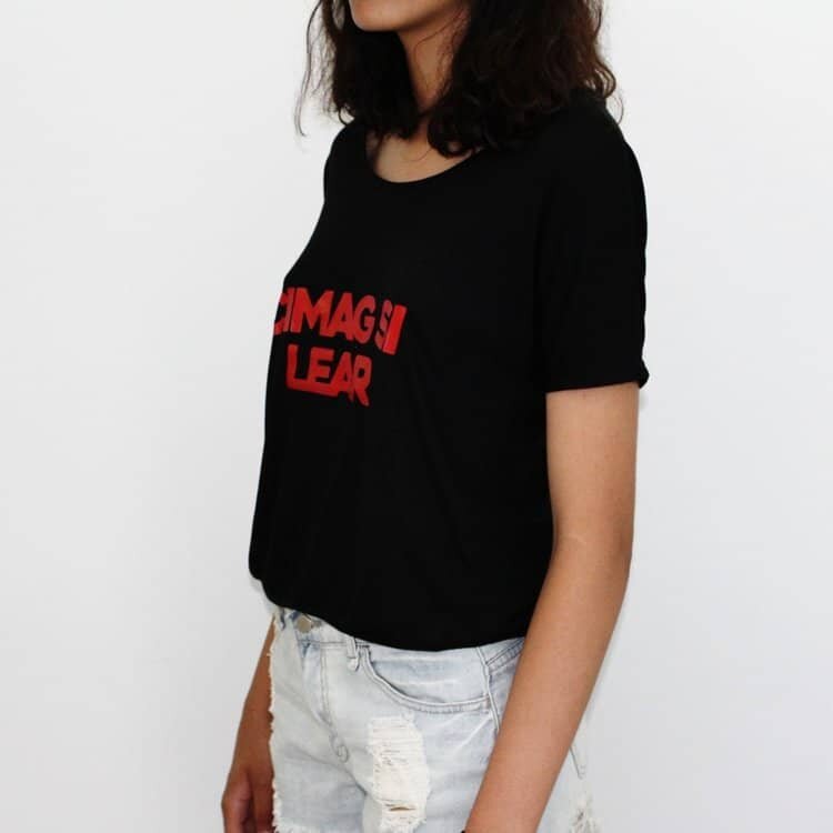 Black Real Magic Tee Sideseamed - Crew Neck Drapey Fit Flowy Tee