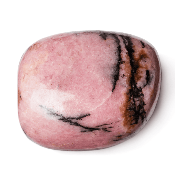 Pink Rhodonite crystal with black inclusions
