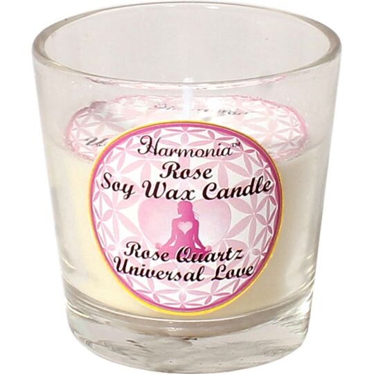 Harmonia Soy Gem Universal Love Rose Quartz Votive Candle | My Little Magic Shop
