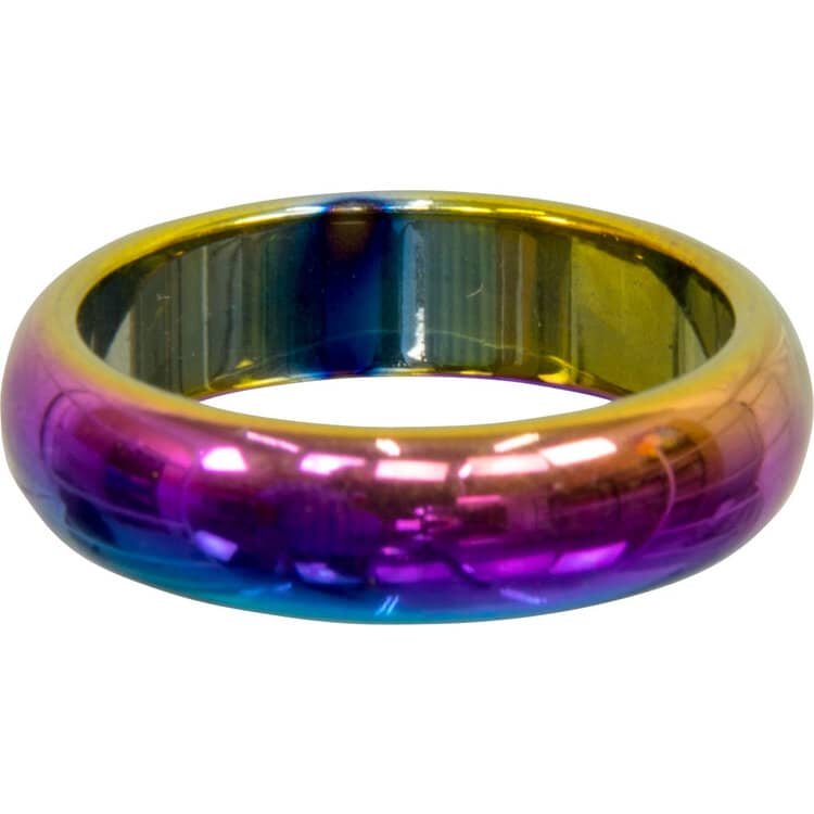 Non Magnetic Round Rainbow Hematite Ring - Assorted Sizes | My Little Magic Shop