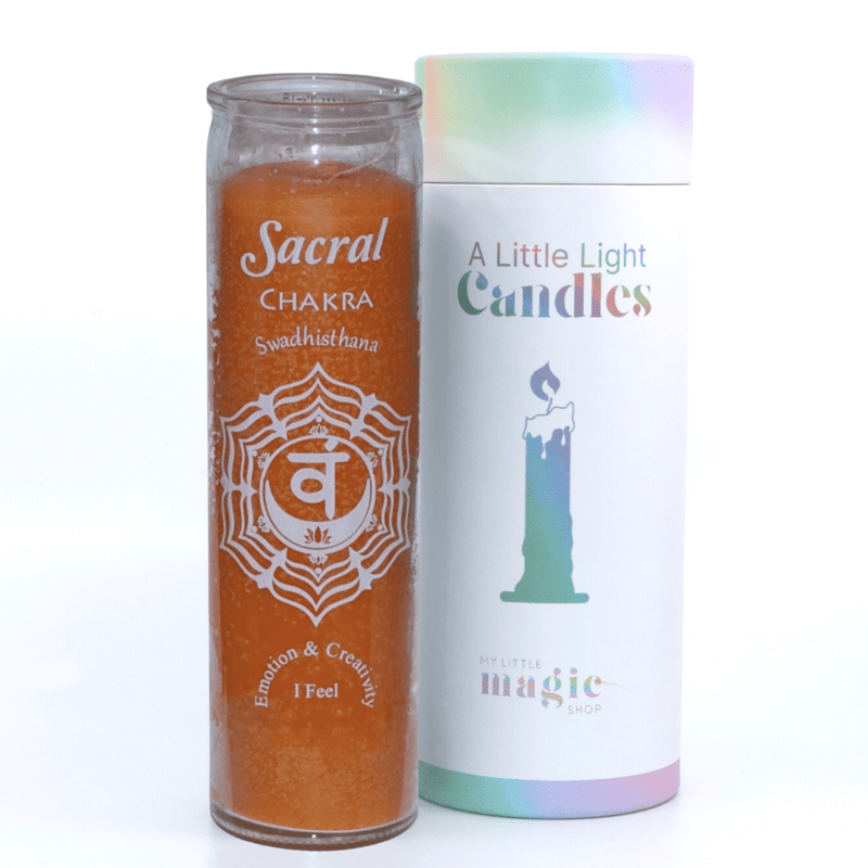 Sacral Chakra 7 Day Ritual Candle – vibrant orange candle for emotional healing, creativity, and spiritual flow.