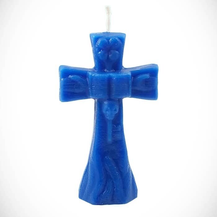 Small Blue Cross Candle (4") | My Little Magic Shop