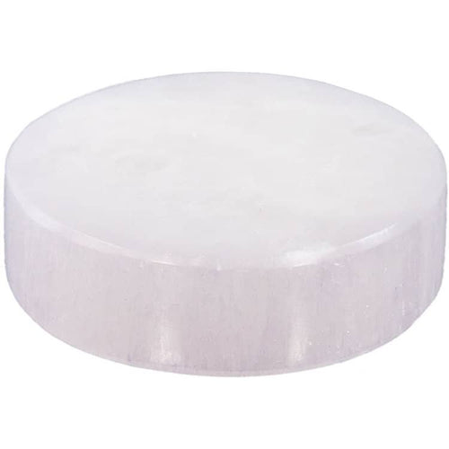 Round Selenite Charging Disk - Crystal Charging Station for Cleansing Crystal - Small Polished | My Little Magic Shop