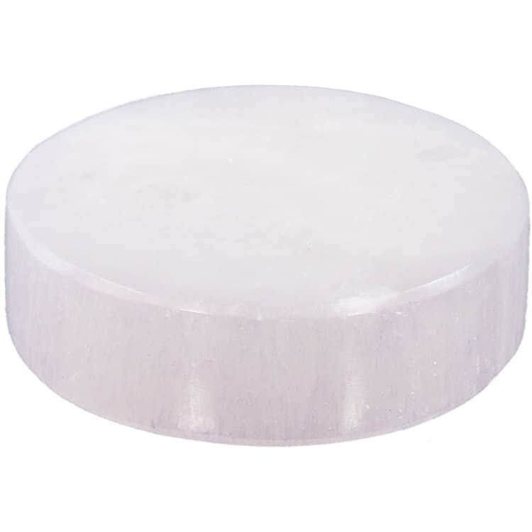 Round Selenite Charging Disk - Crystal Charging Station for Cleansing Crystal - Small Polished | My Little Magic Shop
