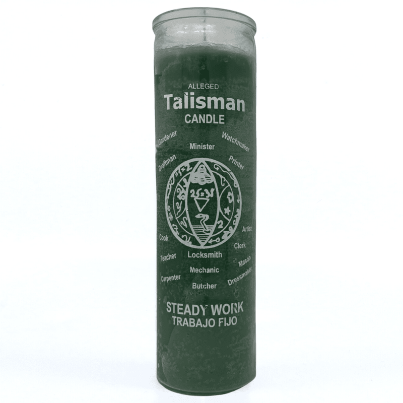 Talisman Steady Work 7 Day Candle Glass Jar - Green | My Little Magic Shop