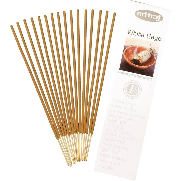Nitiraj Platinum White Sage Natural Incense Sticks - 25 Grams | My Little Magic Shop
