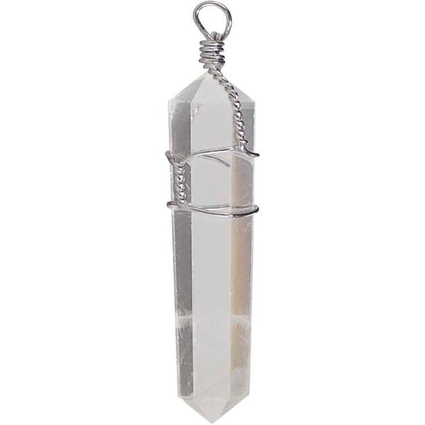 Clear Quartz Double Terminated Crystal Wire Wrapped Point Pendant | My Little Magic Shop