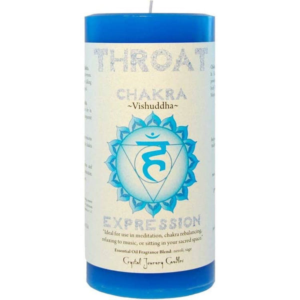 Throat Vishuddha Light Blue Crystal Journey Pillar Candle | My Little Magic Shop